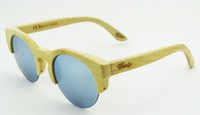 Gafas de sol de bambú color natural, retro aviador con borde revolvente